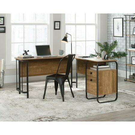 SAUDER Station House L-Desk Etched Oak , Spacious work surface for laptop, notepads, lamp, etc 426454